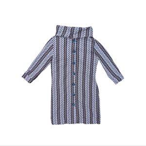 NWOT Cowl Neck Turtleneck Chevron Pattern Mini Dress Three Quarter Sleeve Size S